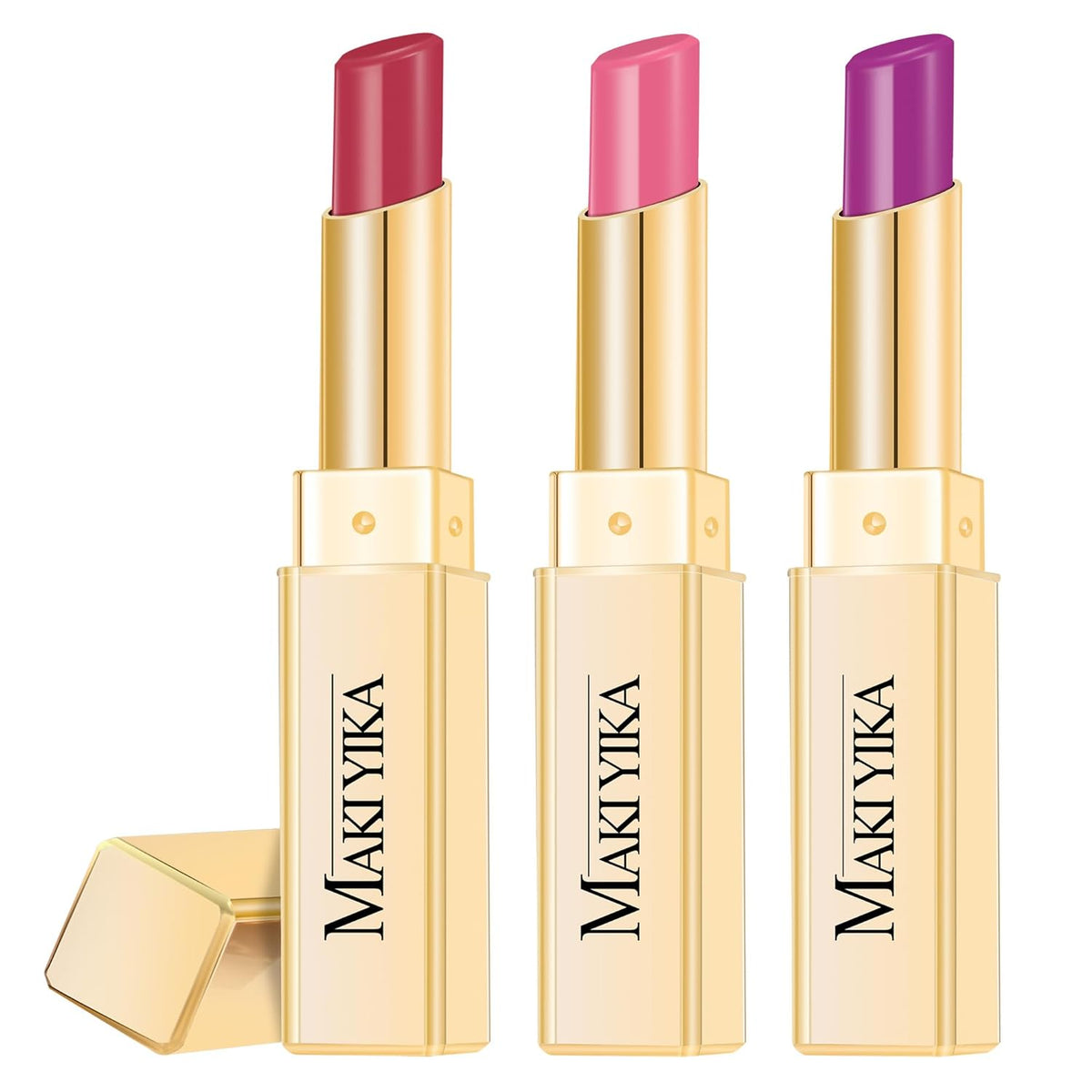 3Pc Moisture Lipsticks for Women Pink Purple Berry Lipstick Hydrate Tinted Lip Balm for Dry Cracked