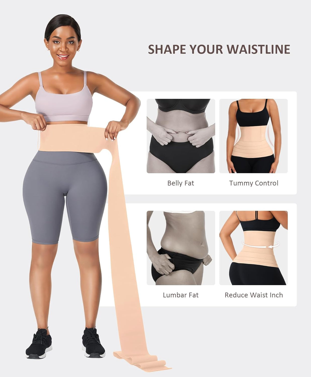 FeelinGirl Waist Trainer for Women Trimmer Belt Waist Cincher Tummy Wrap Plus Size Snatch Me Up