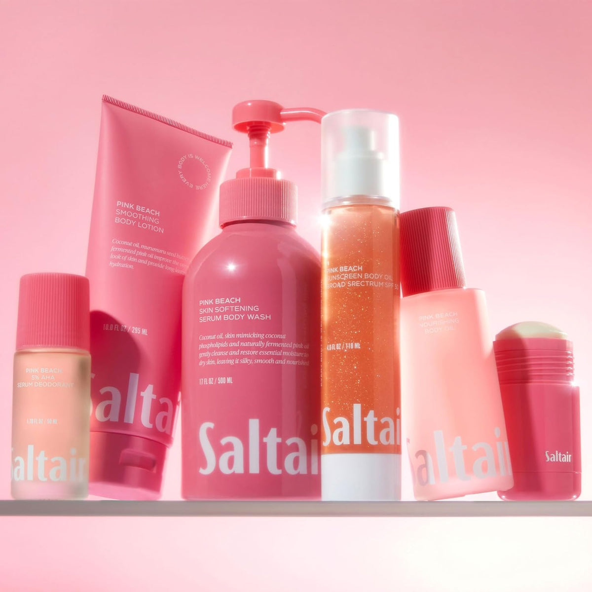 Saltair Body Oil. Luxurious Pink Beach After Shower and Bath Oil Moisturizer for Women. Botanical