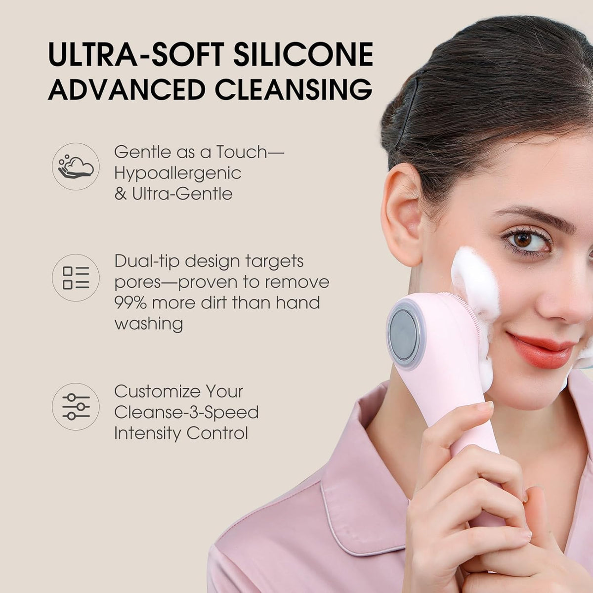 Facial Cleansing Brush,Silicone Face Scrubber,Pore Scrubber for Women Men,IPX7 Waterproof