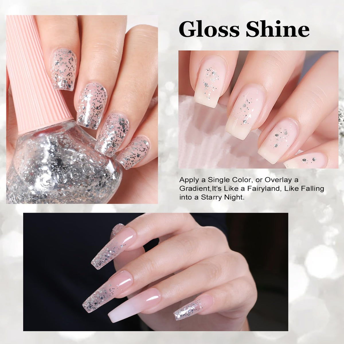 Major Dijit Quick Dry Nail Polish Clear Silver Summer Nail Lacquer for Nail Art Regular Nail Polish