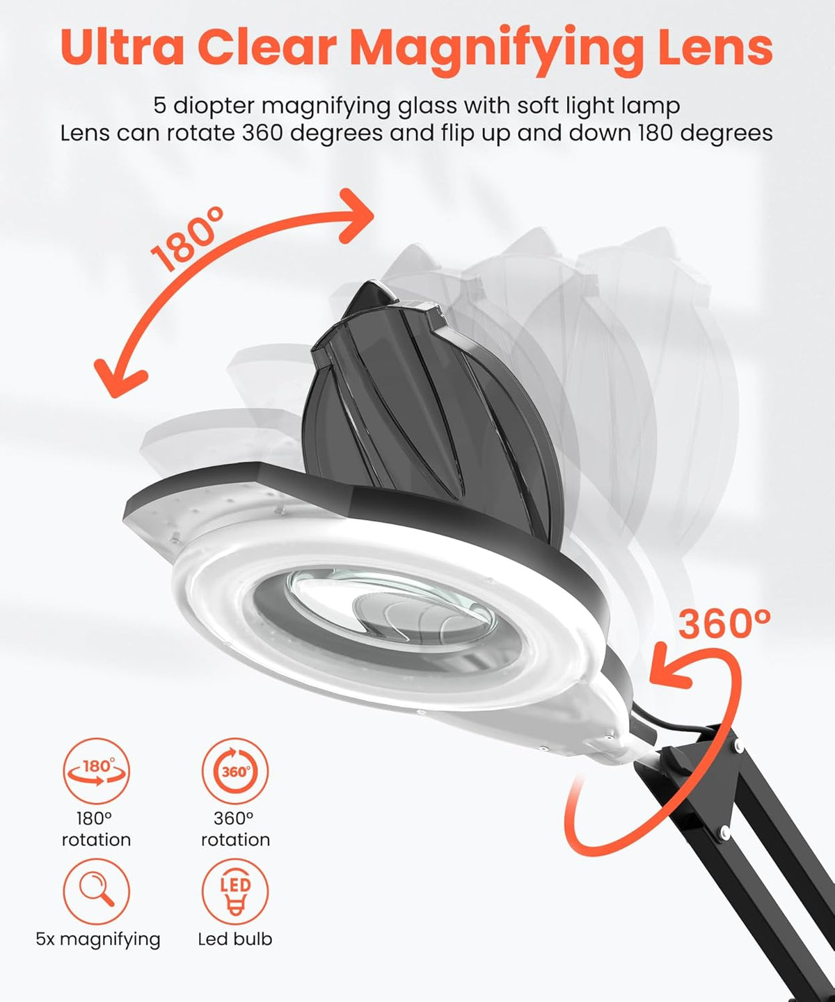 TASALON Professional Facial Steamer with 5X Magnifying Lamp, 2-in-1 Esthetician Steamer on Wheels