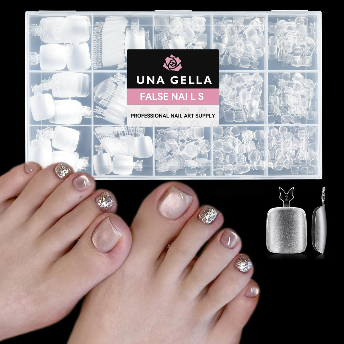UNA GELLA Toe Nail Tips 504Pcs - Full Cover Matte Squavol Toe Nails Soft Gel Pre-file Gel Toe Nail