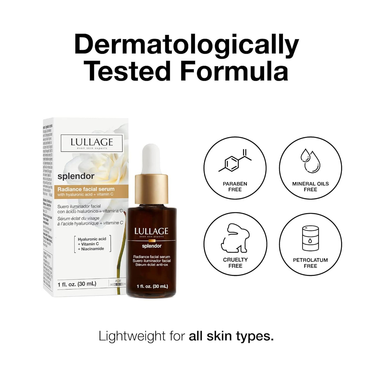 LULLAGE Splendor Radiance Hyaluronic Acid & Vitamin C Serum for Face, Revitalizing Vitamin C Face