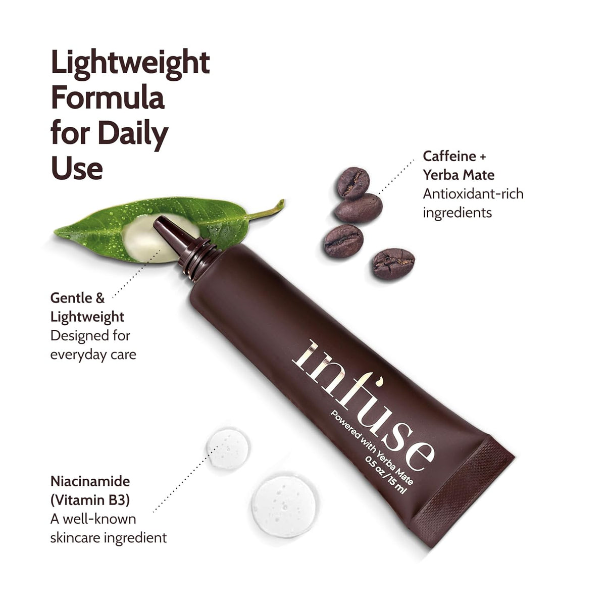 Infuse Eye Cream for Dark Circles with Good Molecules and Hyaluronic Acid Serum, Reduces Puffiness