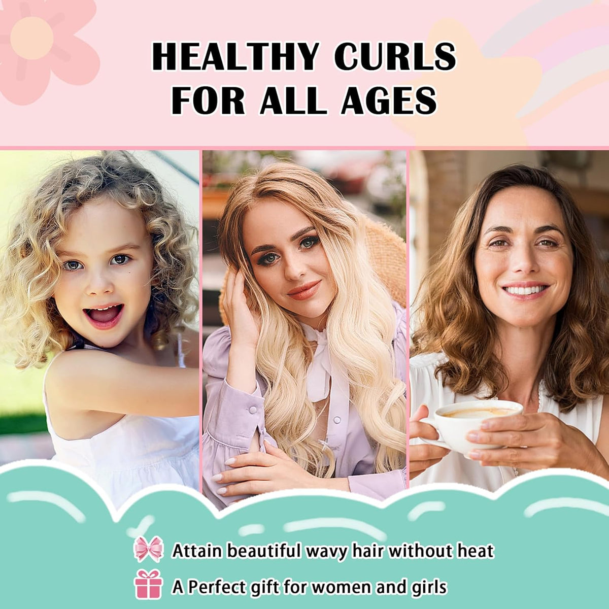 Satin Heatless Curls Overnight Hair Curlers to Sleep In Hair Curler Rollers No Heat Hair Wrap for