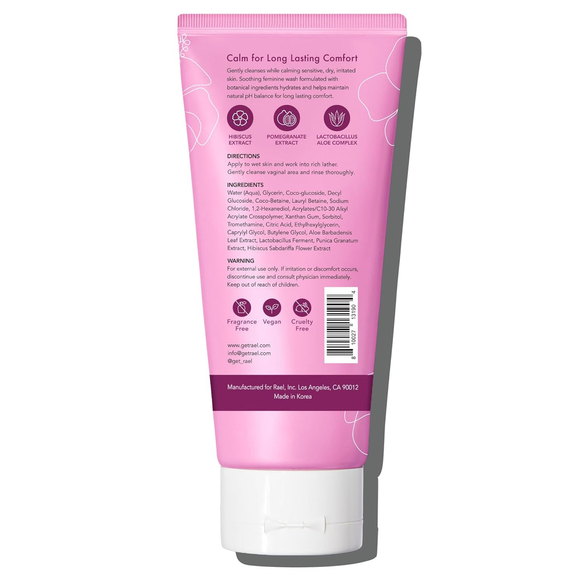 Rael Feminine Wash, Soothing Gel to Foam, pH Balanced for Women, Intimate Care, Clean Ingredients