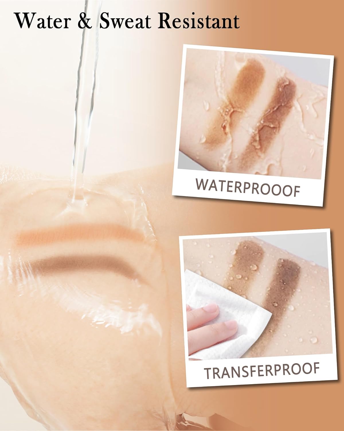 Waterproof Eyebrow Powder Kit-2 Colors Eye Brow Powder Tinted Palette Long Lasting Up to 16H,Light