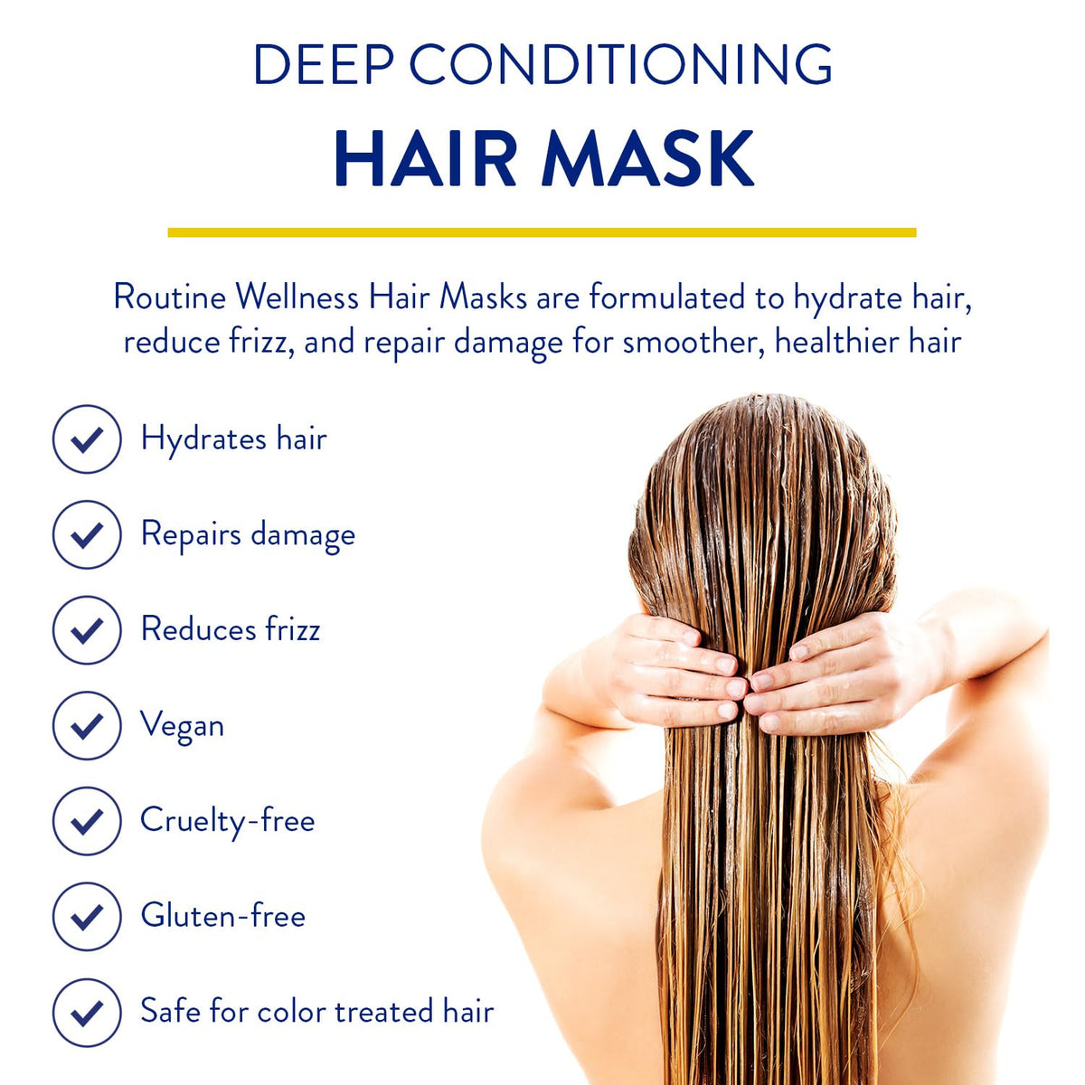 Routine Wellness Deep Conditioning Hair Mask for Dry Damaged Hair - Hydrating, Moisturizing Repair