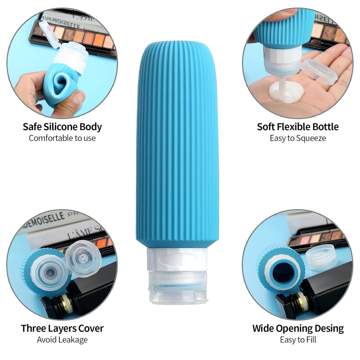 16 Pack Travel Bottles for Toiletries, Large 6oz Silicone Travel Containers jar for Toiletries