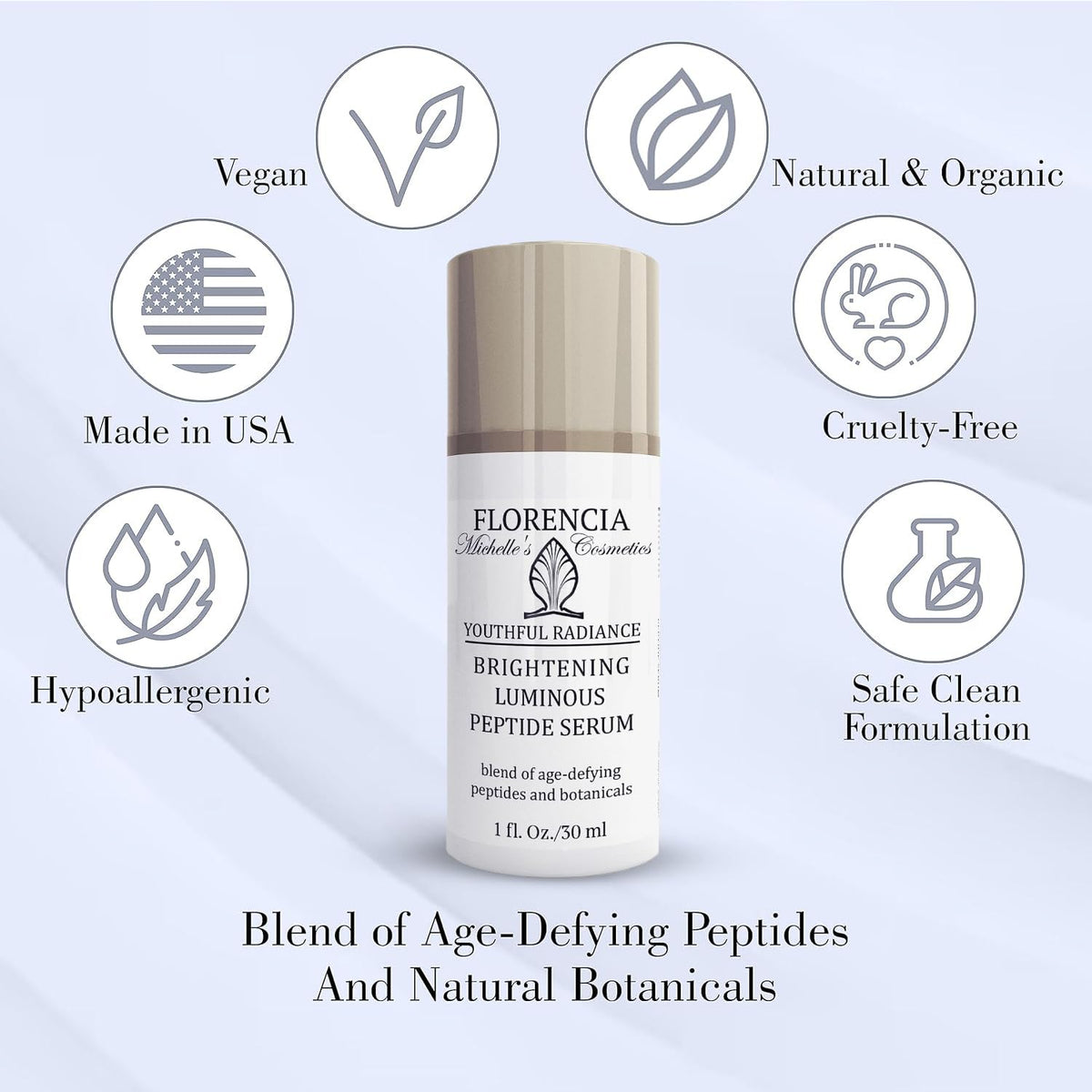 Florencia Brightening Luminous Peptide Serum - Age-Defying Face Serum with Peptides, Sodium