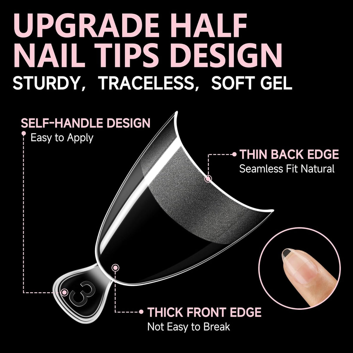 UNA GELLA Almond Gel Nail Tips Short: Half Cover Almond Shape Nail Tips Matte 216pcs Clear Gelly
