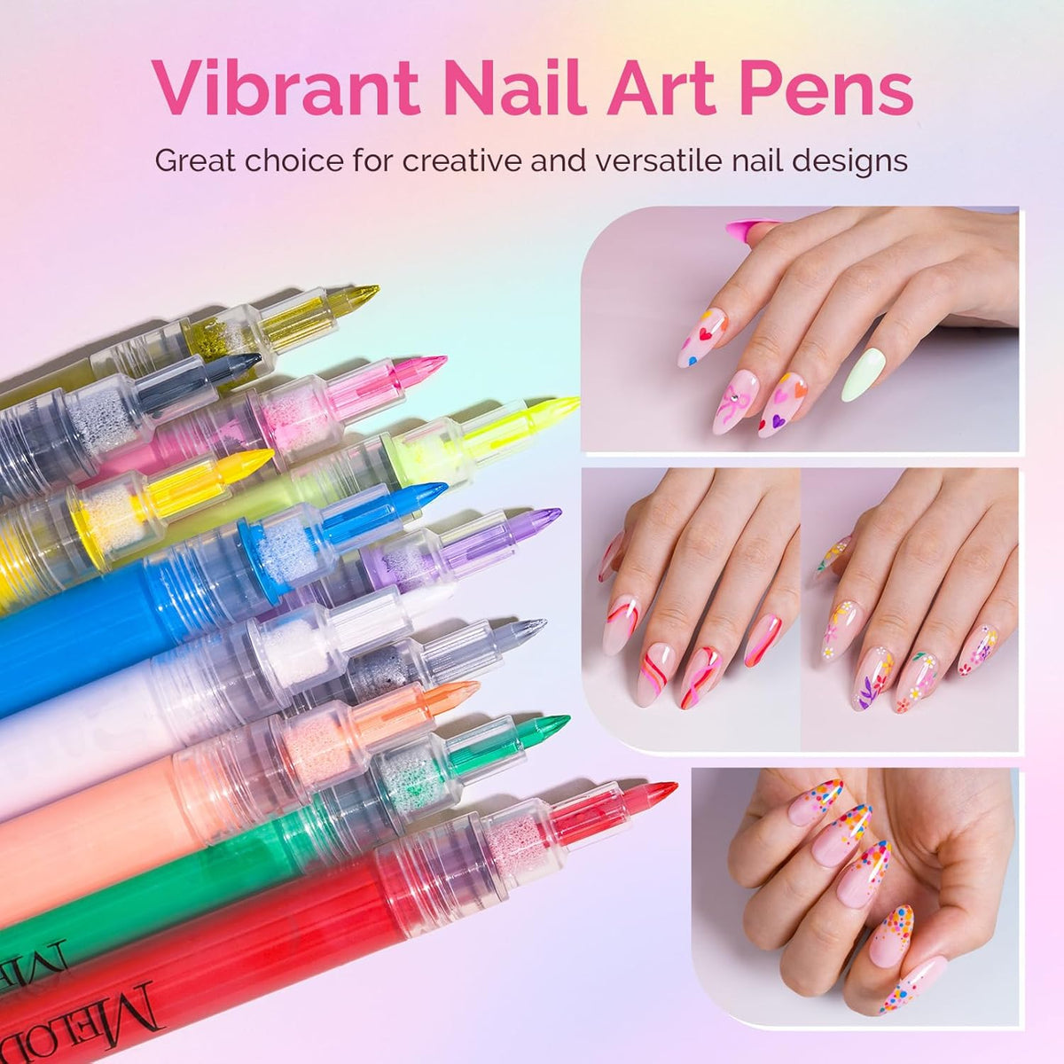 MelodySusie Nail Art Pens Set, 12 Colors 0.7MM Nail Polish Pens for Nail Art, Nail Dotting Tool