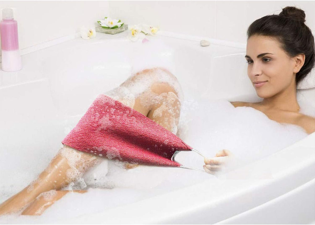 Evridwear Exfoliating Back Scrubber for Shower - Double-Sided Body Scrubber with Handles, Deep