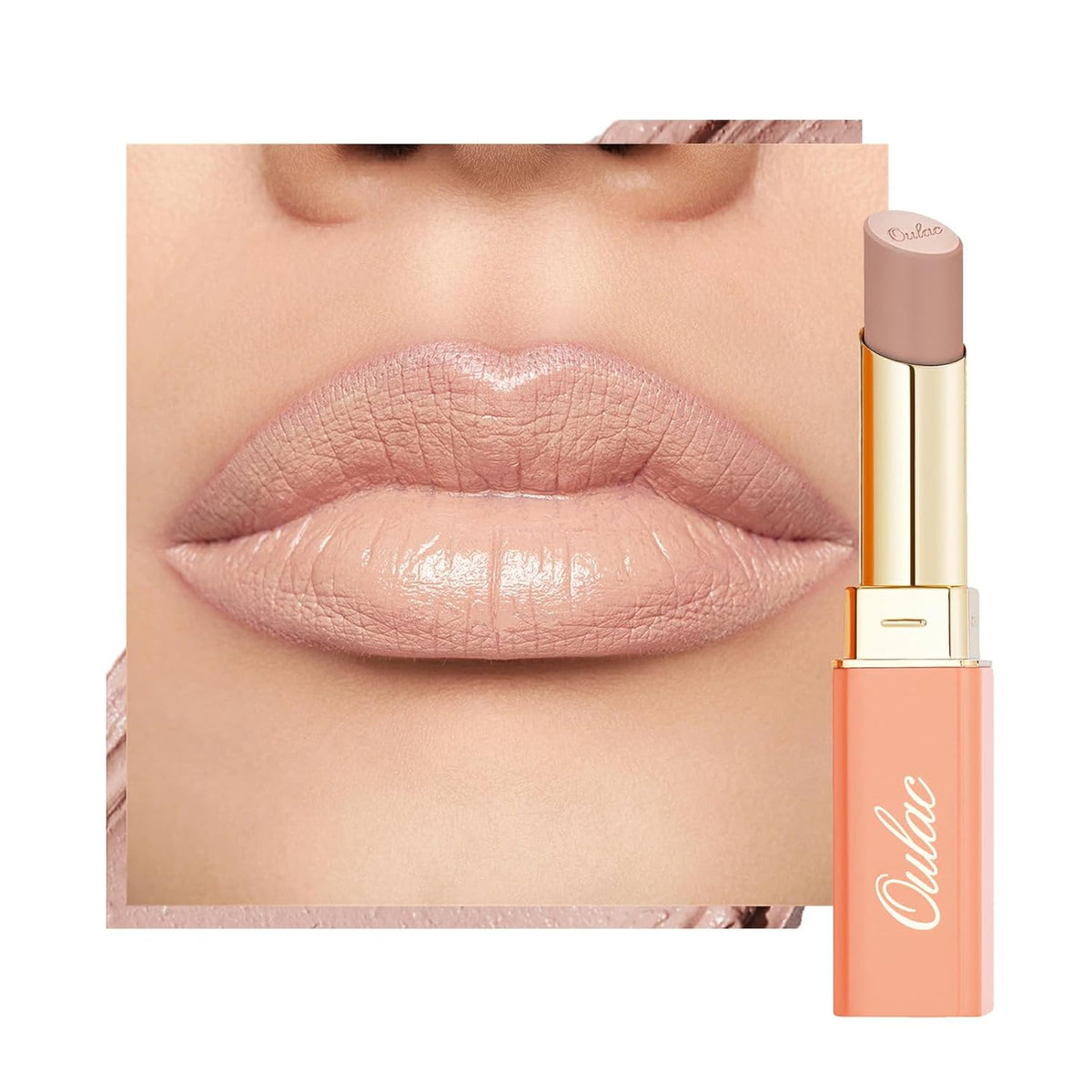 Oulac Beige Lipstick for Women, Pale Nude Matte Lip Base, Full Coverage Lip Color, Satin Matte