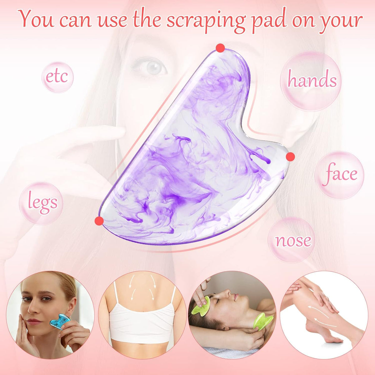 Sherr 24 Pcs Gua Sha Facial Tool Resin Gua Sha Massage Tool Heart Shaped Gua Sha Stone Guasha Board