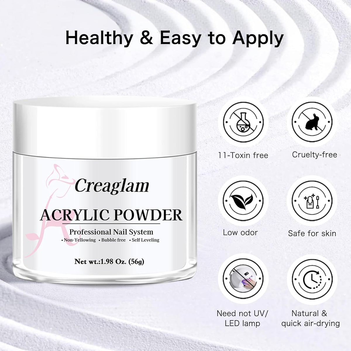Acrylic Powder for Nail 56g: 2oz Lucent White Acrylic Powder Large Capacity Professional for 3D Art