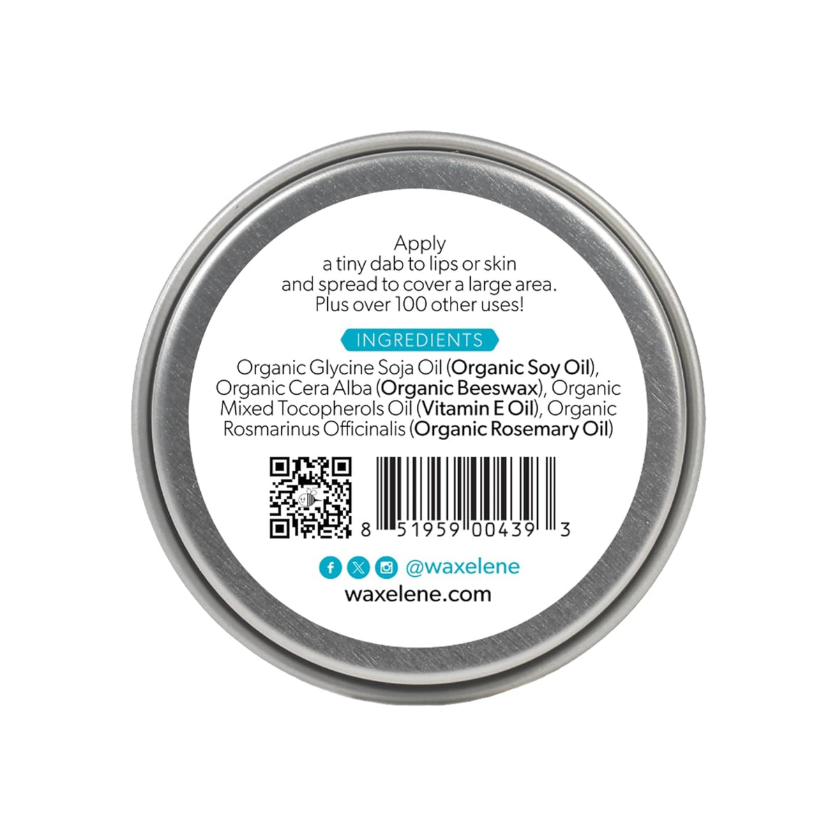 Waxelene Original Aerated Lip Balm Tin, Best Lip Balm Ever Organic Calming Multipurpose Ointment