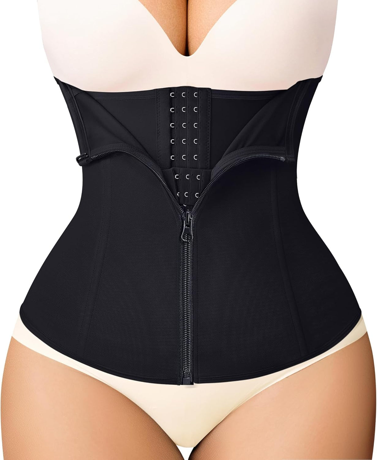 MERYOSZ Waist Trainer Corset Zipper Tummy Control Shapewear Breathable Waist Cincher for Women Body