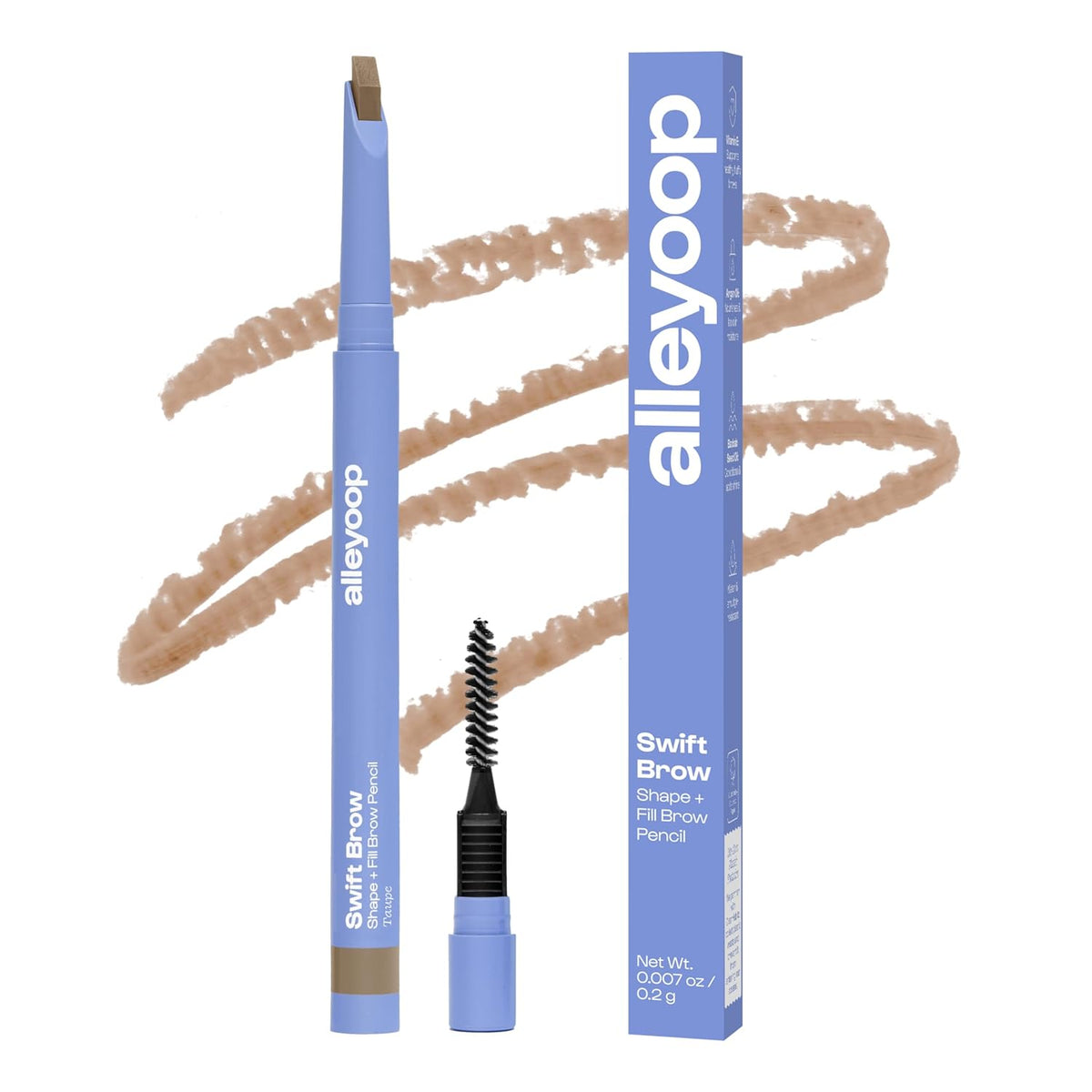 ALLEYOOP Swift Eyebrow All-In-1 Brow Definer with Built-In Sharpener & Spoolie Brush, Water &
