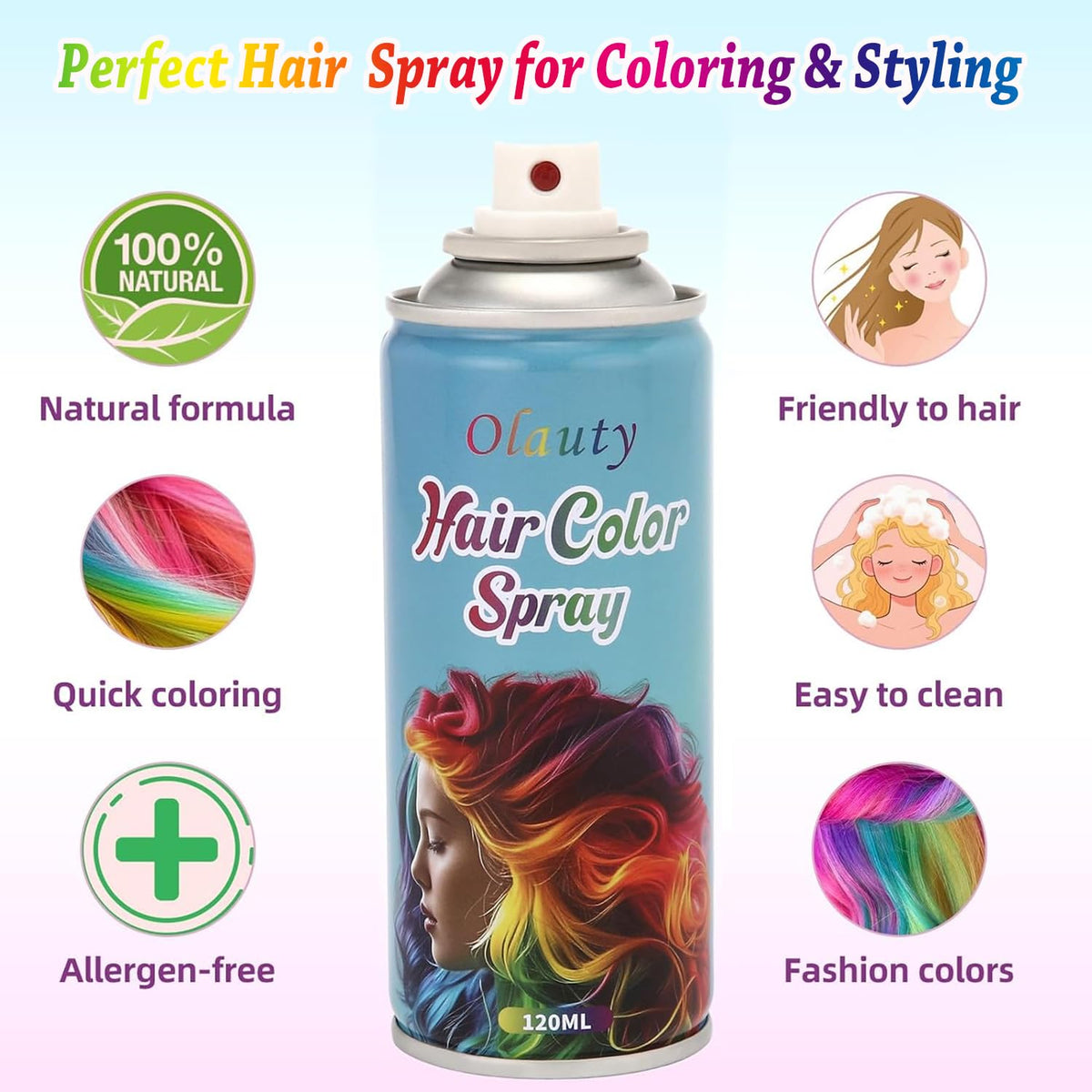 Temporary Hair Dye Spray For Kids Women Men,Washable One-Time Use Hair Color Wax, Green Hair Spray