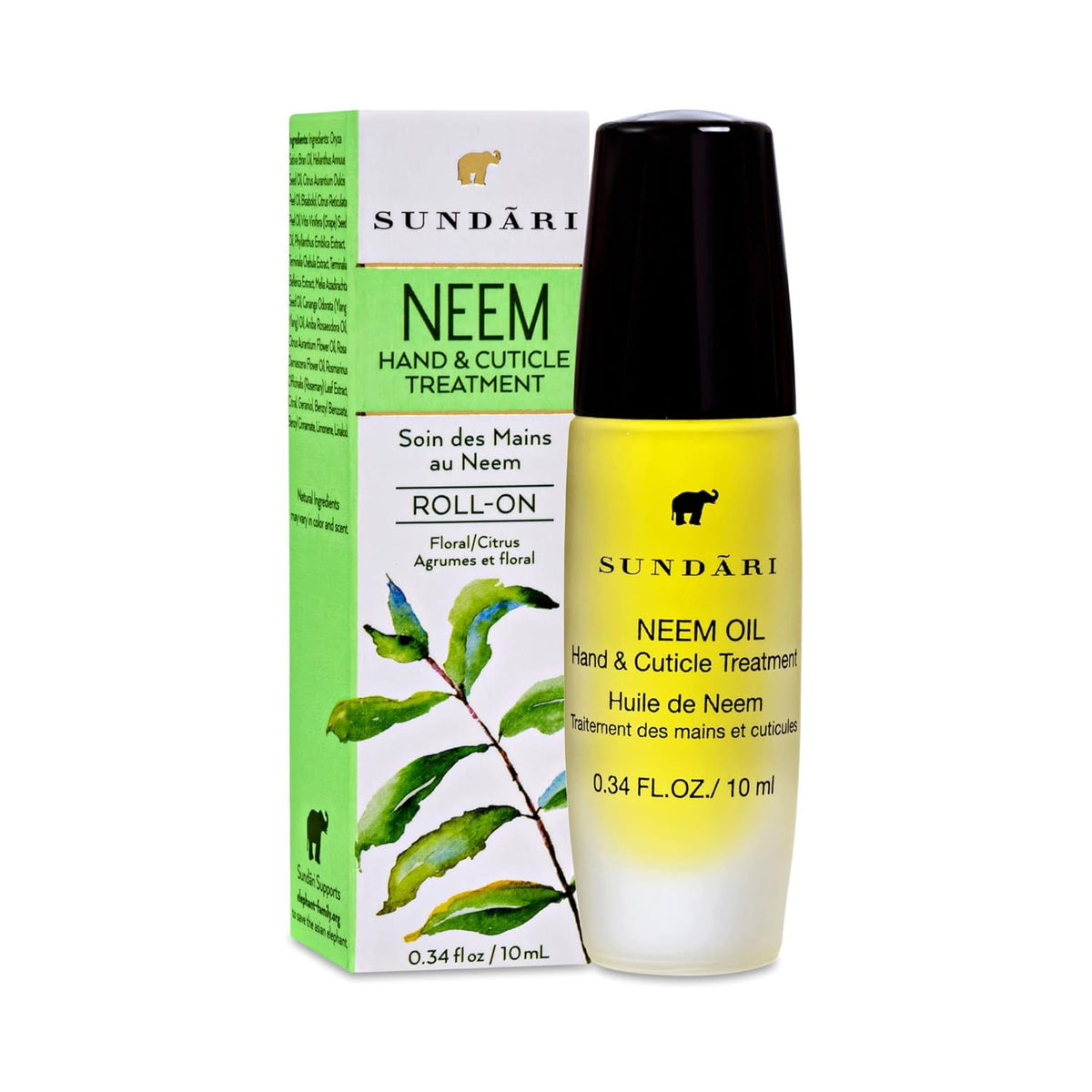 SUNDARI Neem Hand & Cuticle Treatment Oil – 0.34 Fl Oz, Roller for Dry Hands, Nails and Cuticles