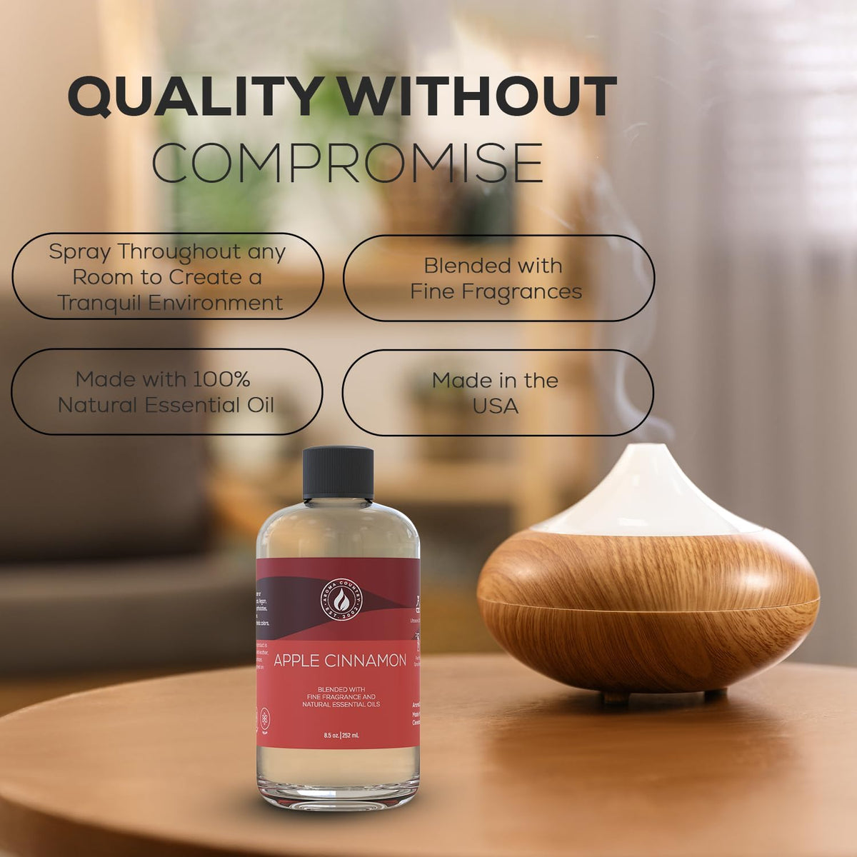 Aroma Country Apple Cinnamon Diffuser Oil - Luxury Essential Oils for Diffuser Refill & Air
