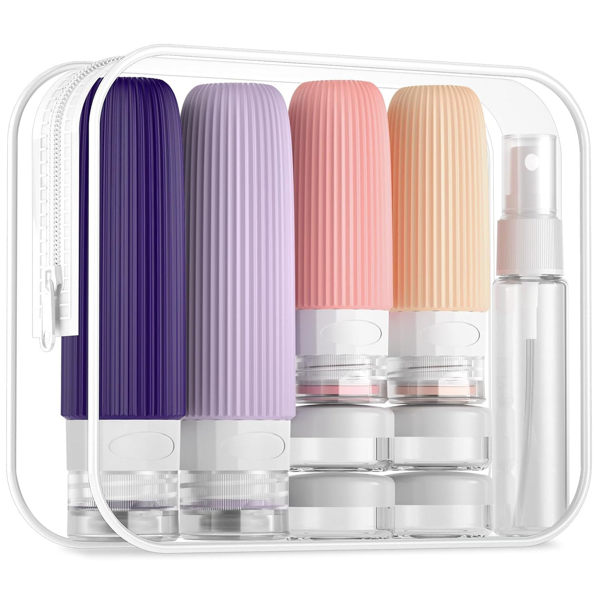 16 Pack Travel Bottles Set, TSA Approved Leak Proof Silicone Squeezable Containers for Toiletries