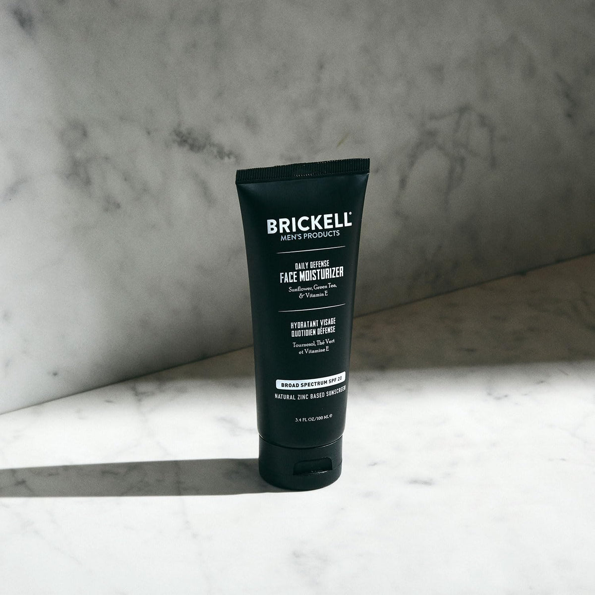 Brickell Men's Daily Defense SPF20 Face Moisturizer for Men, Natural & Organic, Zinc Oxide Face