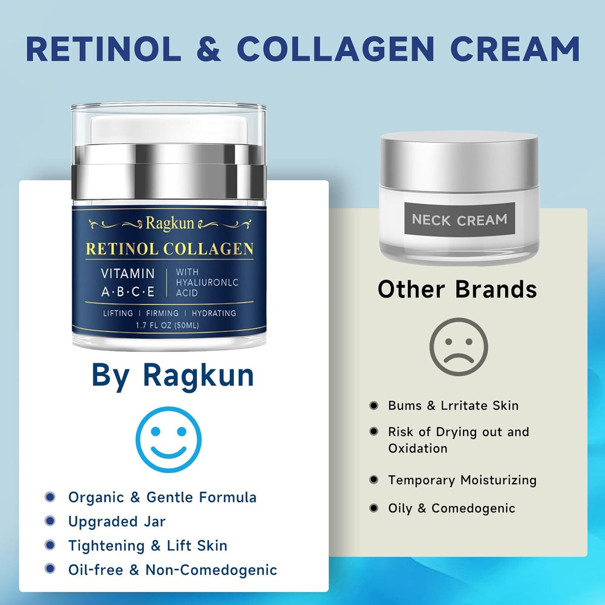 Retinol Cream for Face, Collagen Neck Creams for Tightening and Firming, Anti Aging Day & Night