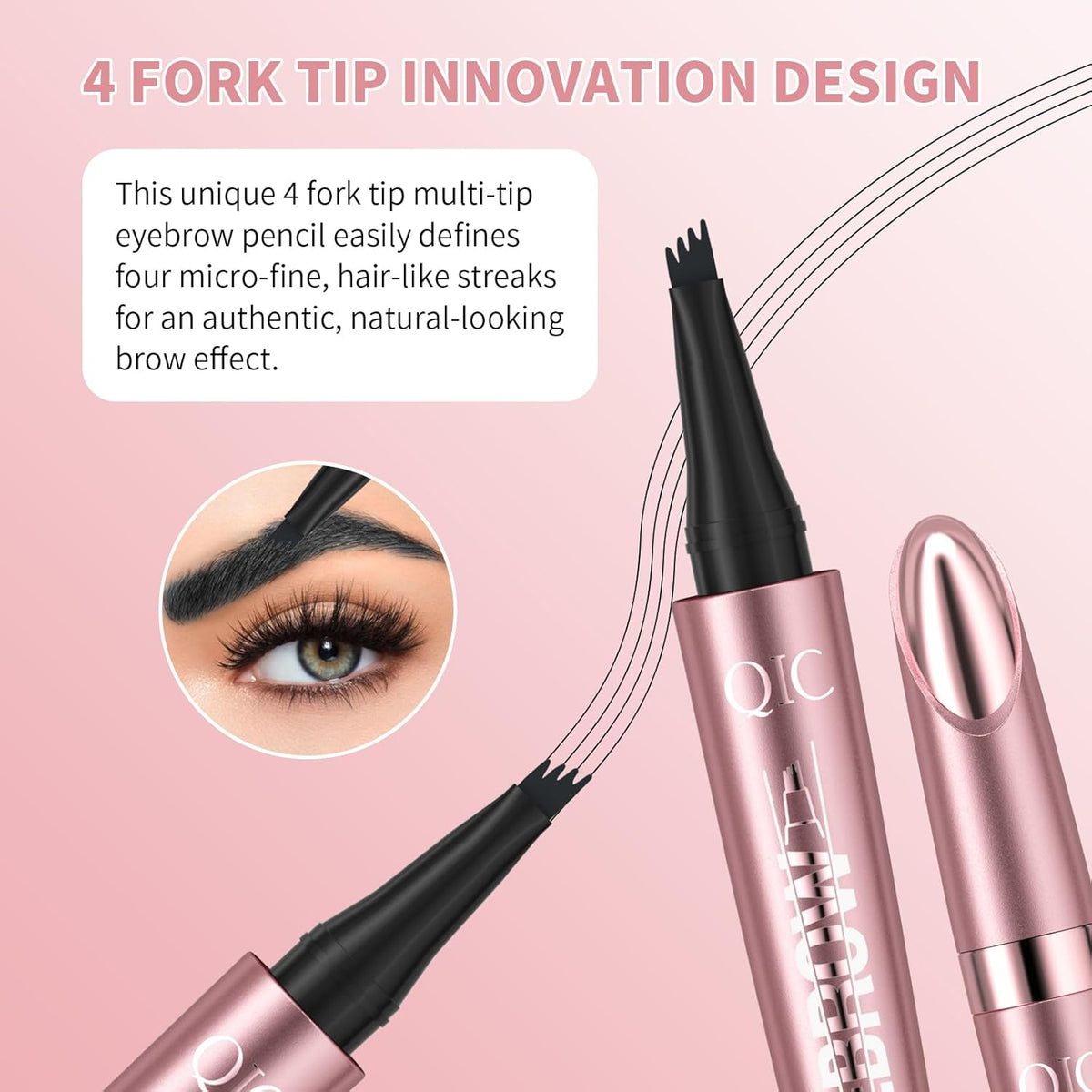 Eyebrow Pencils for Women - Microblading Eyebrow Pencil with Precise 4-Fork-Tip Waterproof Eyebrow