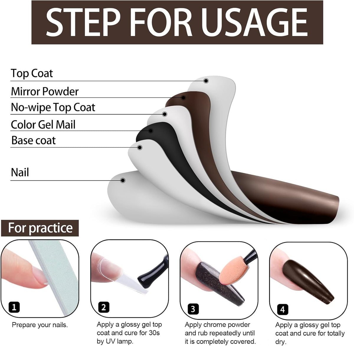 Artdone Chrome Nail Powder, Coffee Color Iridescent Aurora Powder Metallic Mirror Effect Pigment