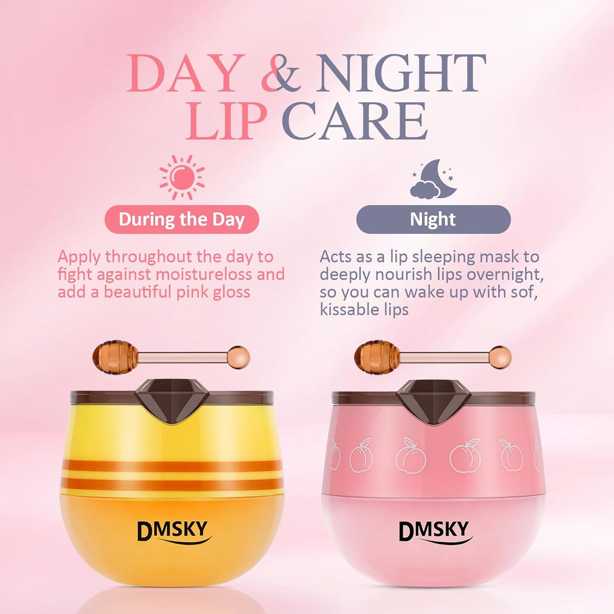 DMSKY Bee Lip Balm Honey Pot 6 PCS, Nourish & Hydrate Lip Sleeping Mask with Vitamin E, Lip Mask