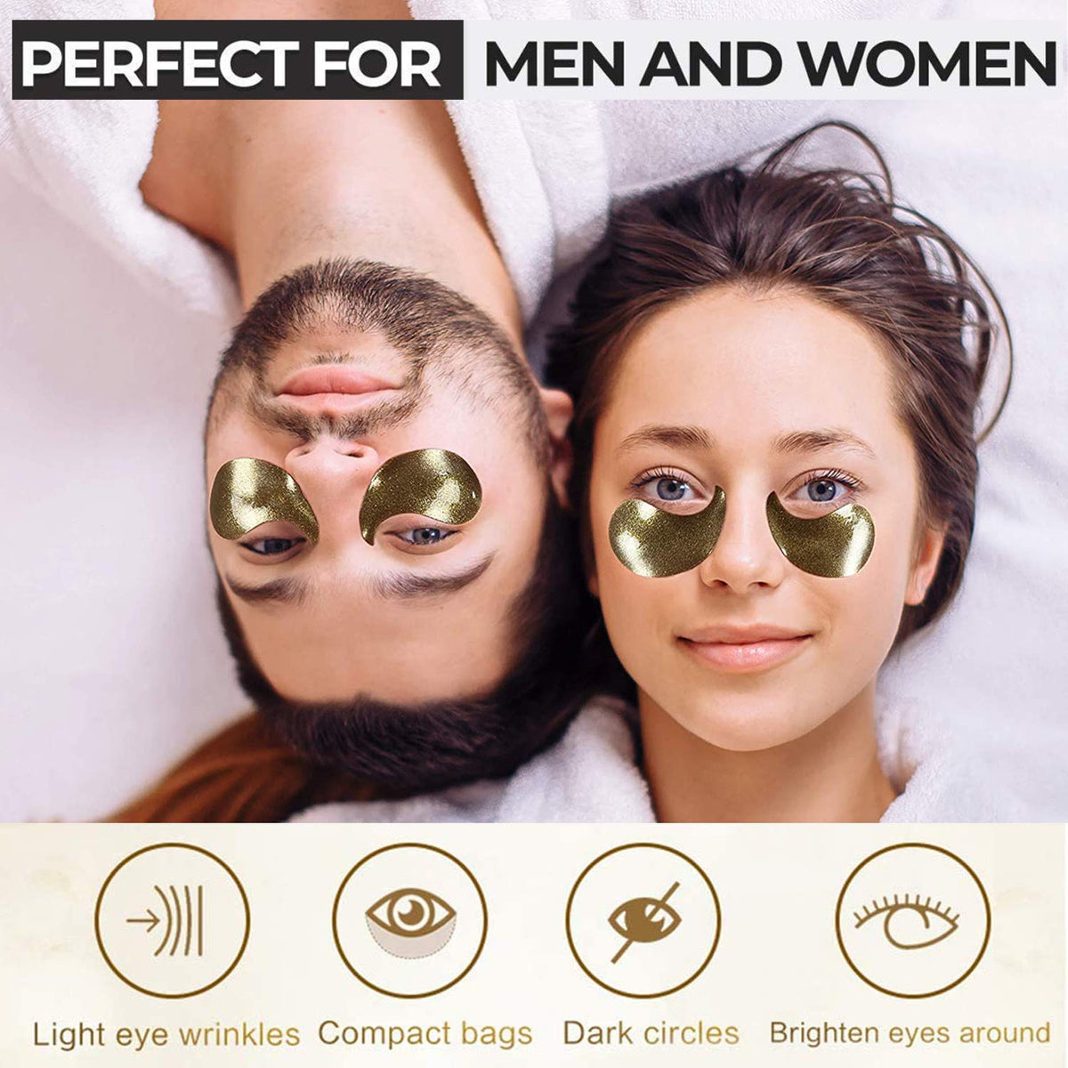 Under Eye Patches, Eye Mask Black Pearl, Puffy Eyes Dark Circles Brighten Treatments, 60PCS