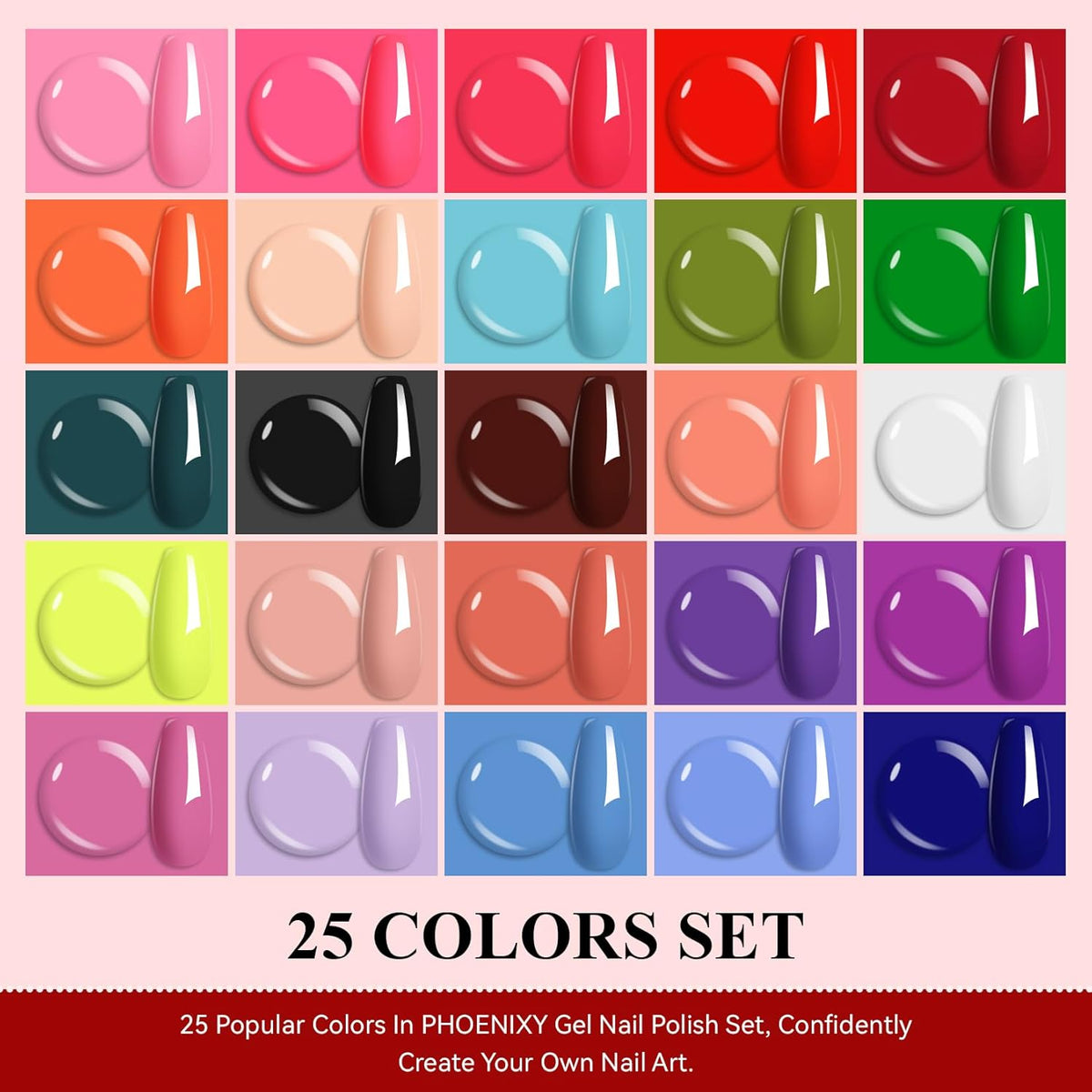 phoenixy Gel Nail Polish 30 PCS Gel Nail Polish Set Dark Color Collection Manicure Set for Women