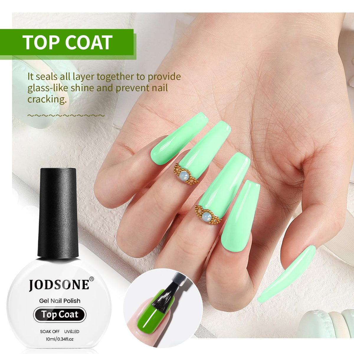 JODSONE 2 Bottles 10ml Of Top Coat Base Coat Gel Polish Set Bright Surface At Home DIY Nail Salon