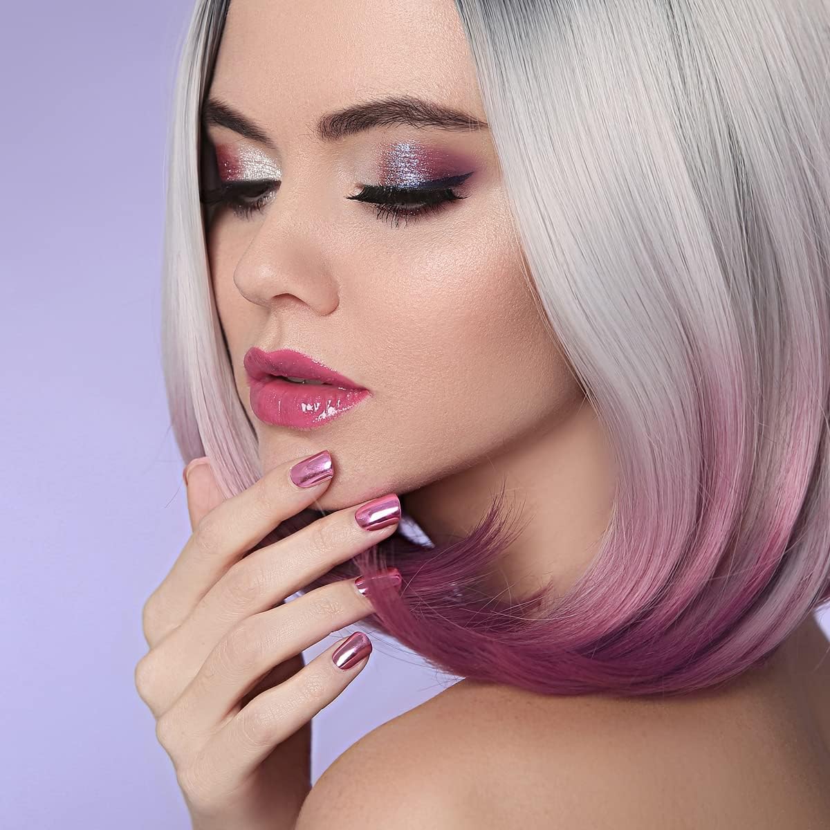 Pretty Diva Chrome Nail Powder - Rose Gold/Pink Nails Chrome Powder Mirror Effect, Premium Metallic