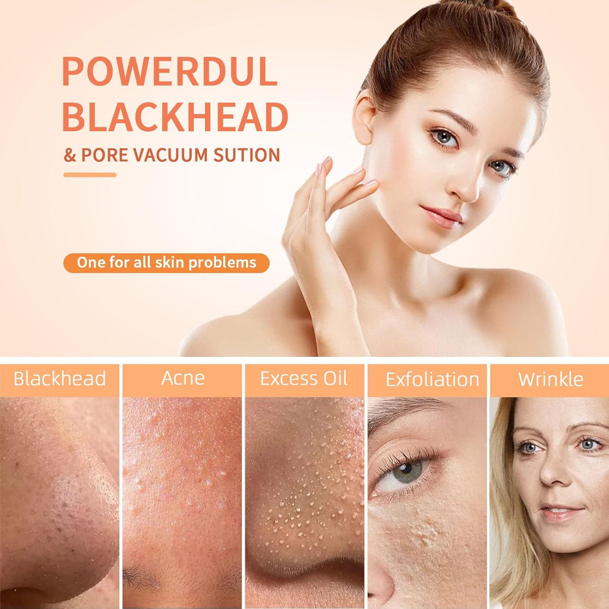 2025 Pore Vacuum, USB Rechargeable Blackhead Remover Vacuum,3 Levels Adjustable Pore Vacuum