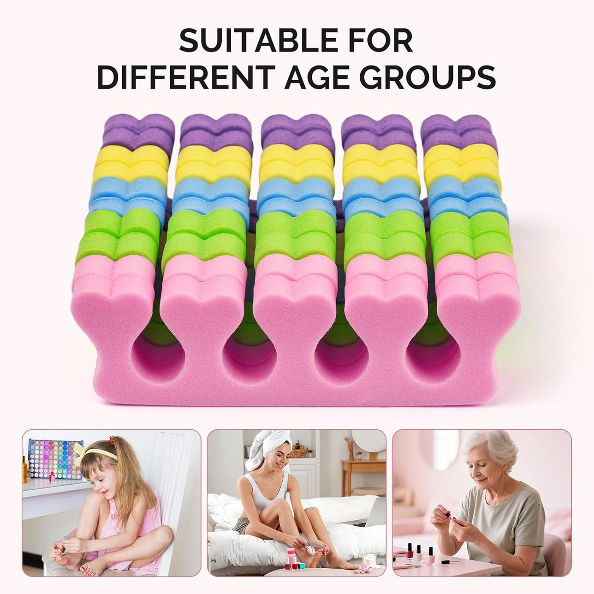 MelodySusie 50 Pcs Sponge Toe Separators Set, Soft & Premium Finger, Toe Spacers for Nail Polish