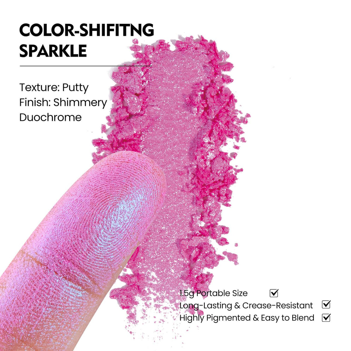 Chameleon Single Eyeshadow,Soft Pink-White,Pressed Powder,High Pigment,Smudge-Proof, Smooth Blend