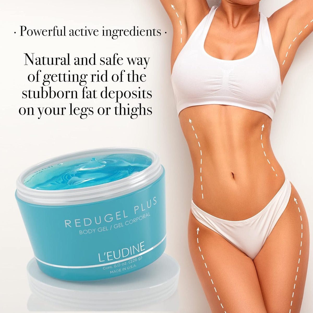 L’EUDINE Redugel Plus Skin Tightening Cream – Pack of 3 – 8oz Anti Cellulite Cream with Mint Oil