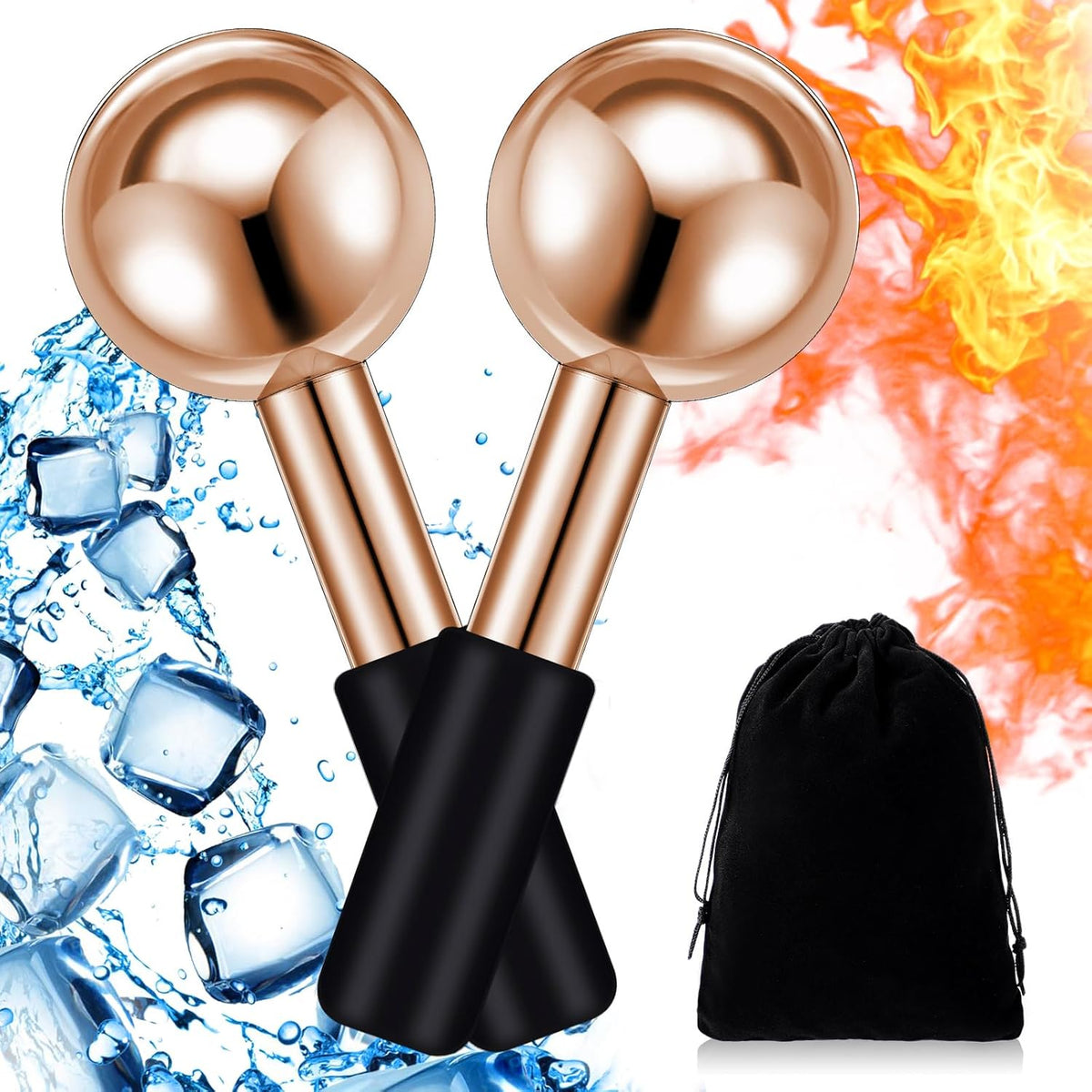 Baderke 2 Pcs Ice Globes for Face Stainless Steel Cooling Globes Unbreakable Cooling Roller Women