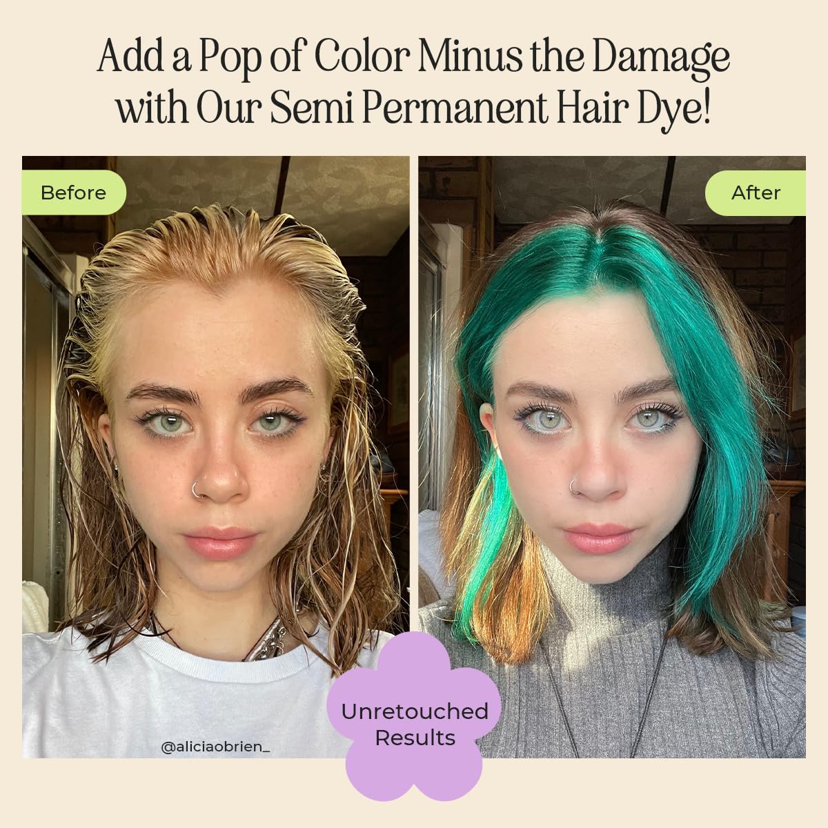INH Semi Permanent Hair Color | Color Depositing Conditioner | Emerald Green Hair Dye | No Bleach &