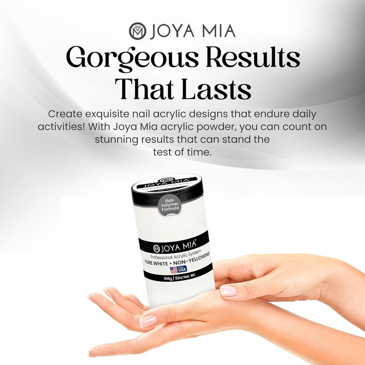 Joya Mia Acrylic Powder for Nails, MMA-Free, Super Adhesion Professional Powder for Flawless &