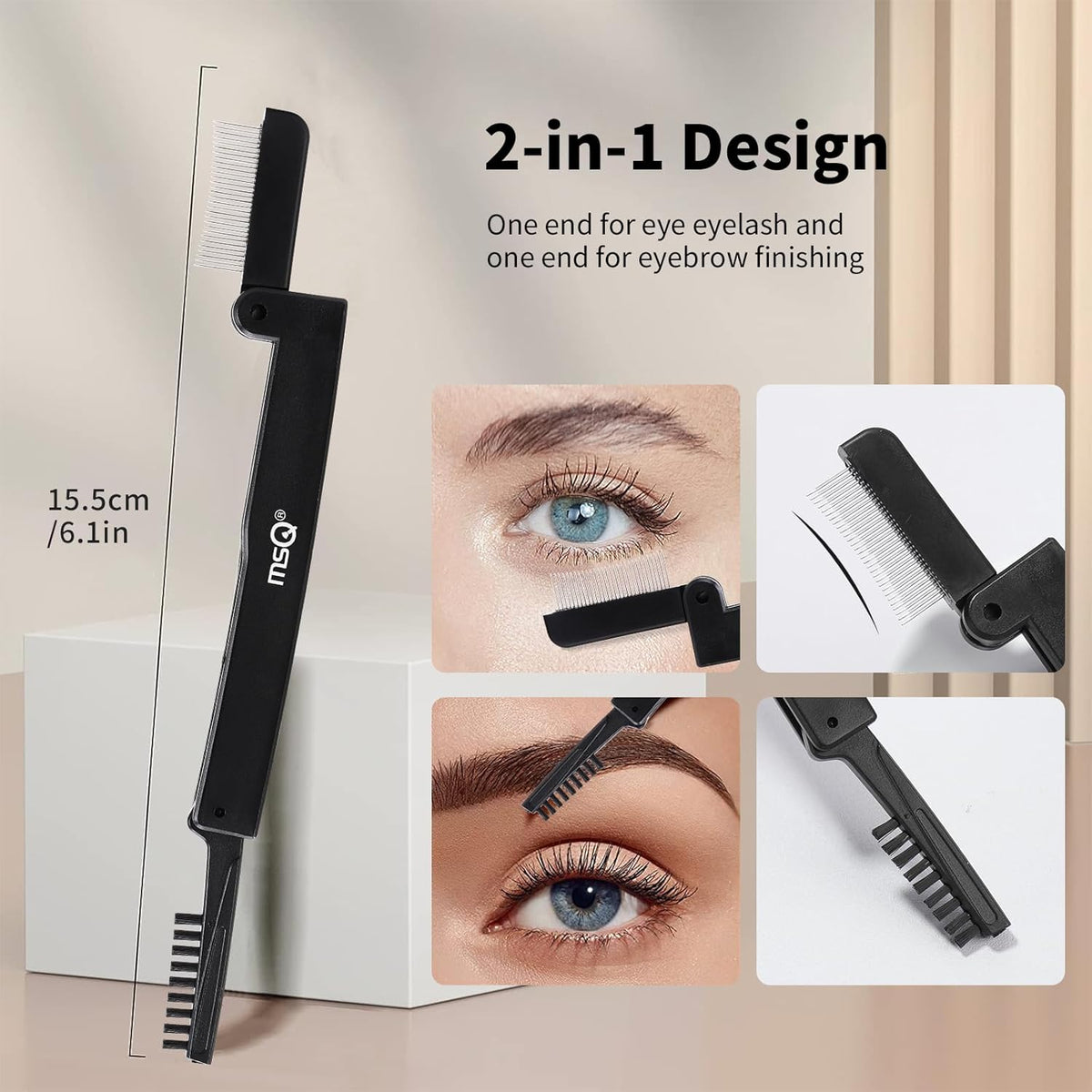 Eyelash Comb MSQ Eyelash Separator Folding Eyelash Comb Brow Brush Mascara Applicator Eyelash &