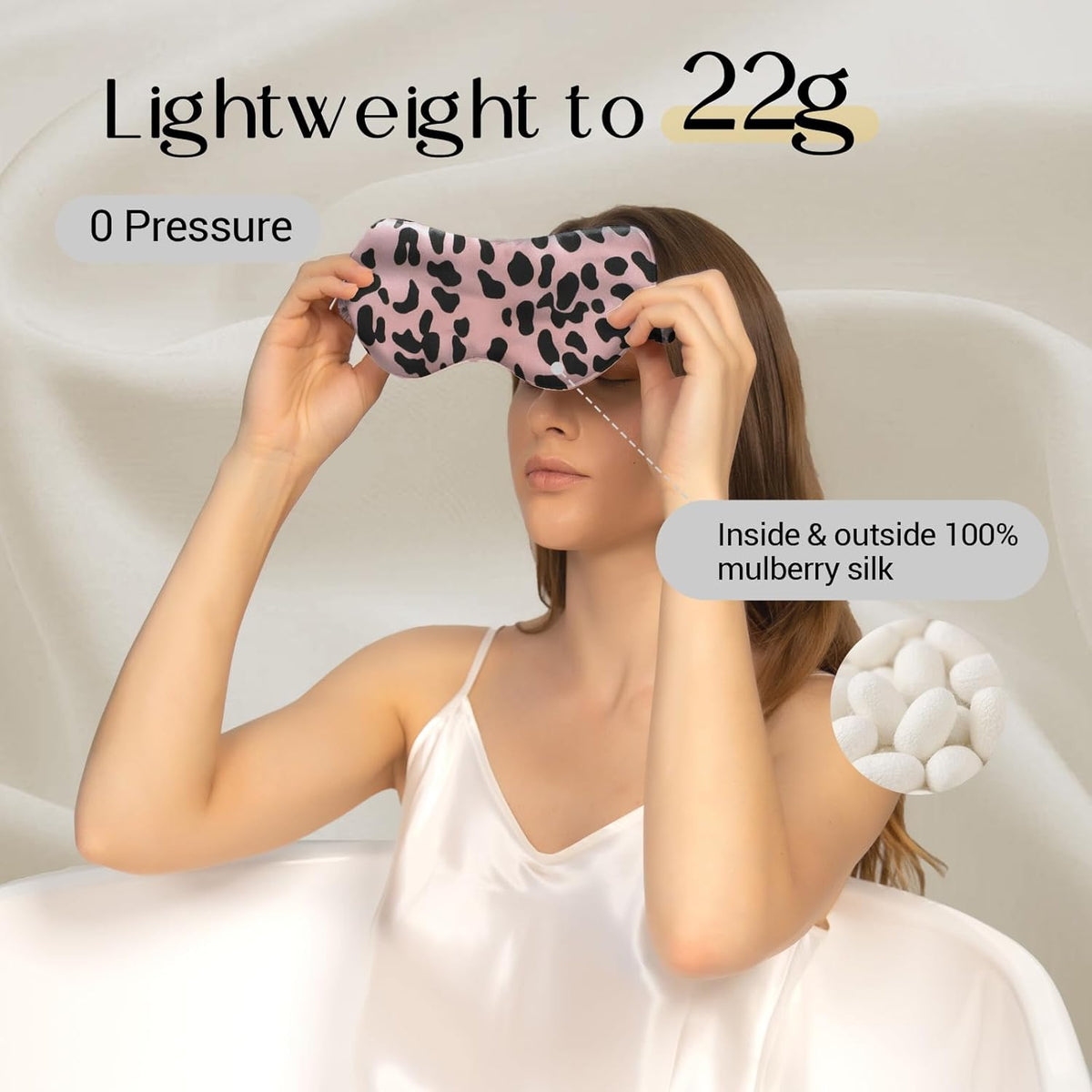 ZIMASILK Adjustable 100% 22 Momme Mulberry Silk Sleep Mask for Sleeping, Filled with Premium
