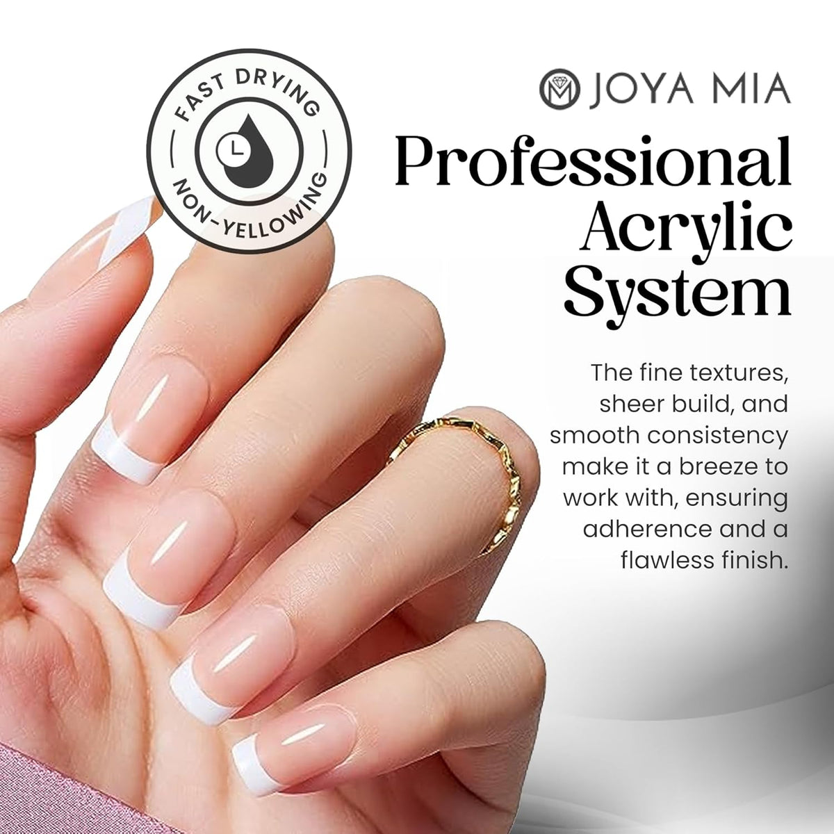 Joya Mia Acrylic Powder for Nails, MMA-Free, Super Adhesion Professional Powder for Flawless &