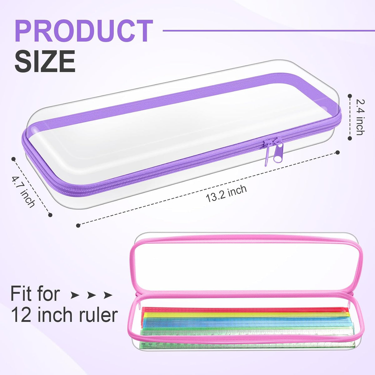 Hoolerry 4 Pcs Hard Clear Zipper Case Makeup Bags Plastic Pencil Pouch Transparent Storage Box