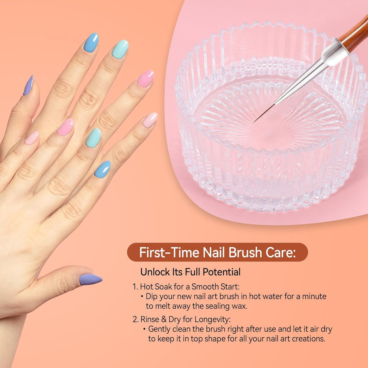 Nail Art Liner Brushes, 5Pcs Wooden Nail Brushes for Fine Drawing & Detailed Nail Art, Gel Polish
