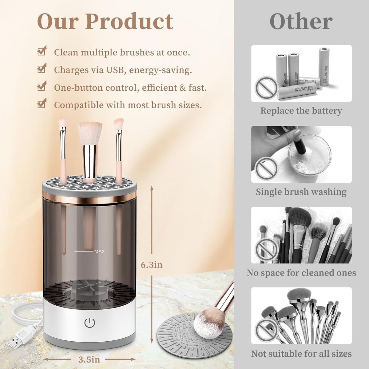 Electric Makeup Brush Cleaner, Quick Efficient Machine for Deep Cleaning All Types of Brushes